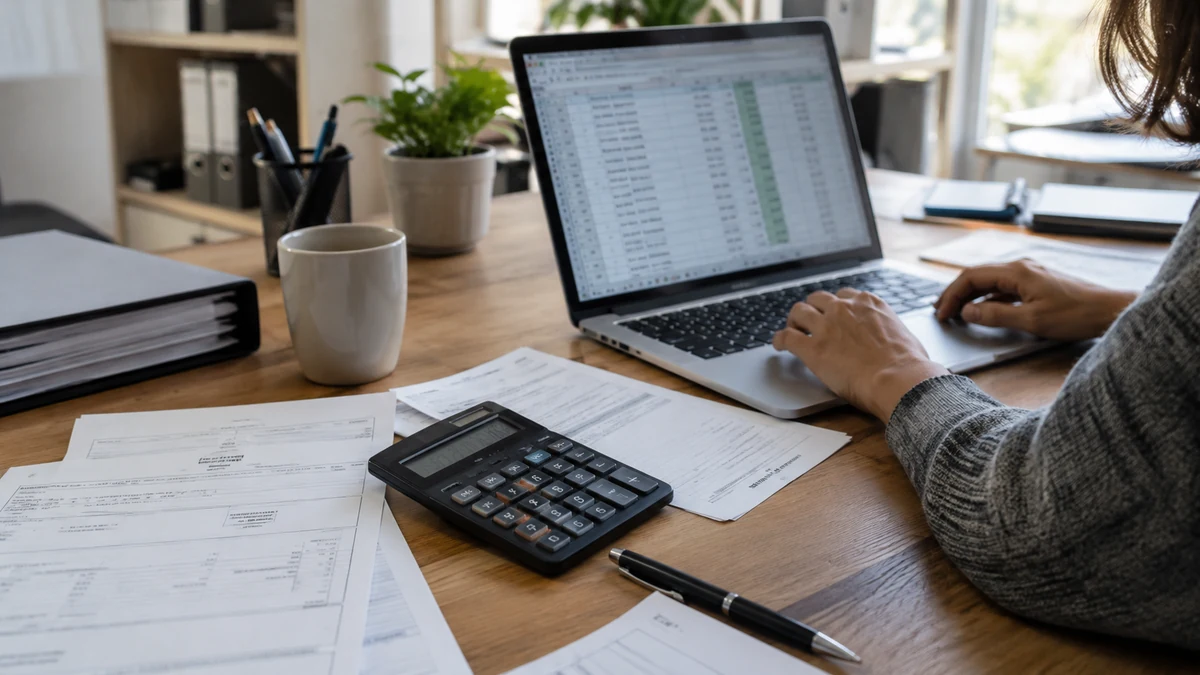 Tableur comptable sur un bureau