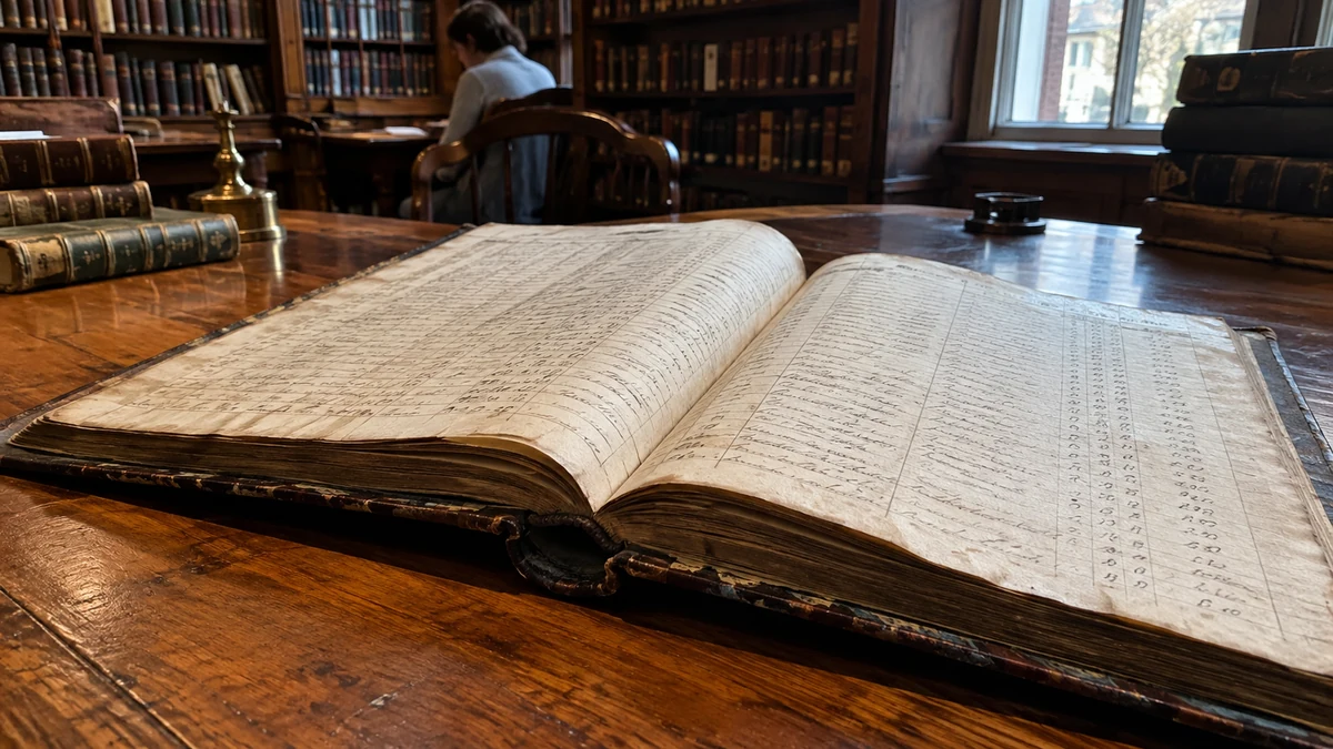 Ancien registre comptable ouvert