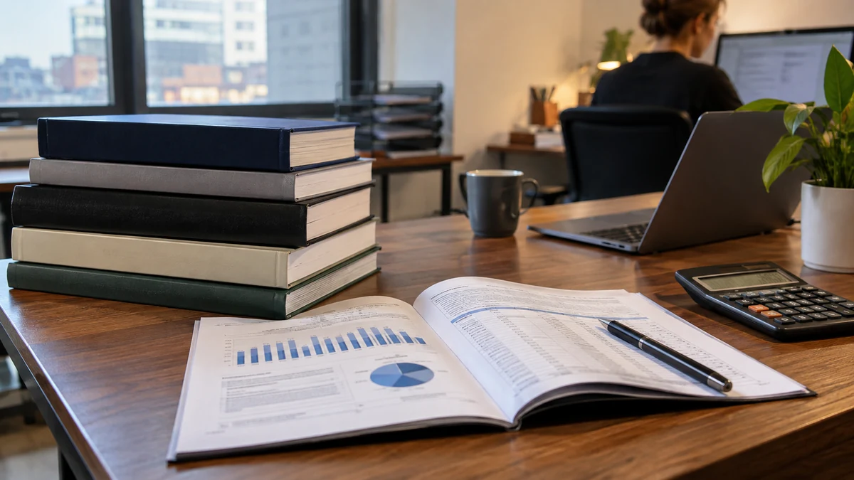 Livres de finance sur un bureau