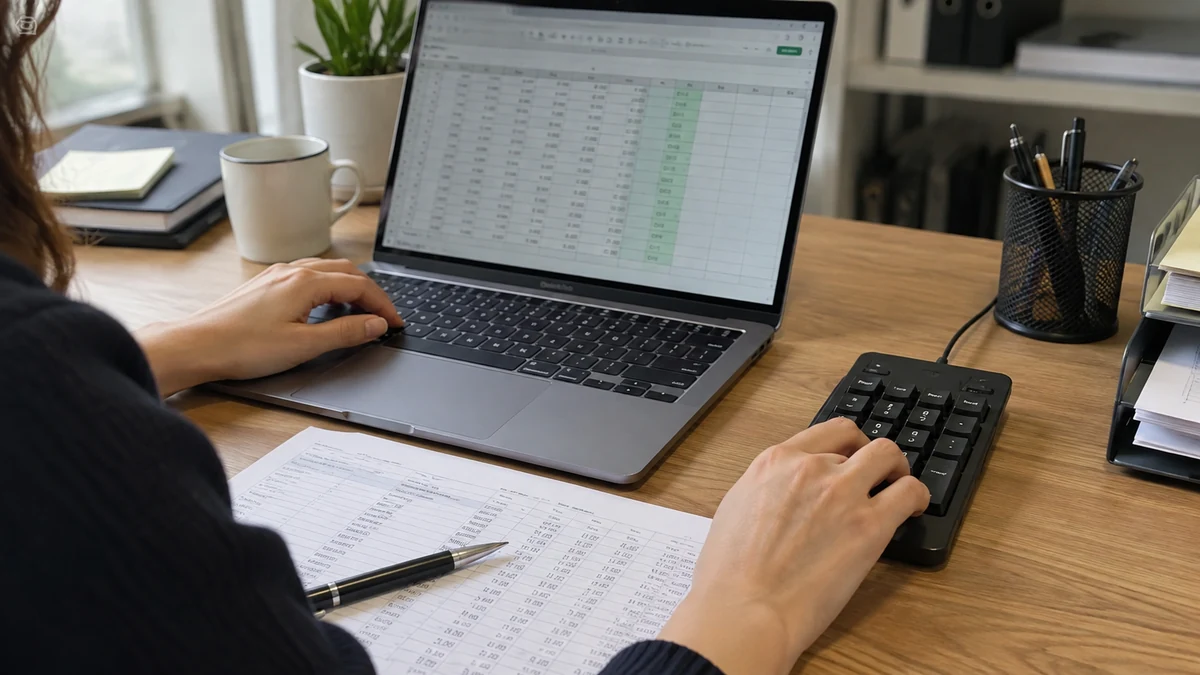 Pavé numérique près d’un ordinateur
